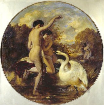  femenino Pintura Art%C3%ADstica - Bañistas sorprendidas por un cisne cuerpo femenino William Etty pájaros